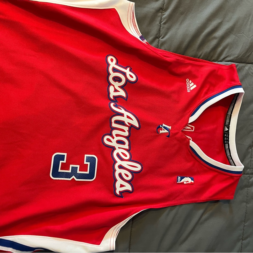 Adidas Red Basketball Jersey with Blue and White Trim